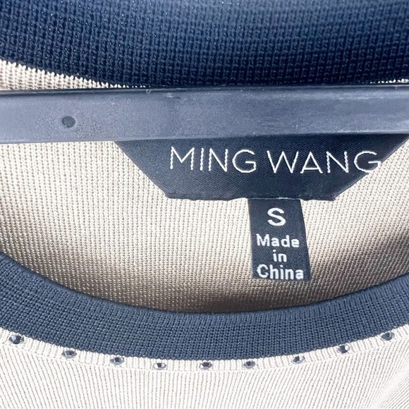 ✅ NWT MING WANG TAN AND BLACK CROPPED TOP WITH SCOOP NECK SIZE SMALL - Picture 2 of 7